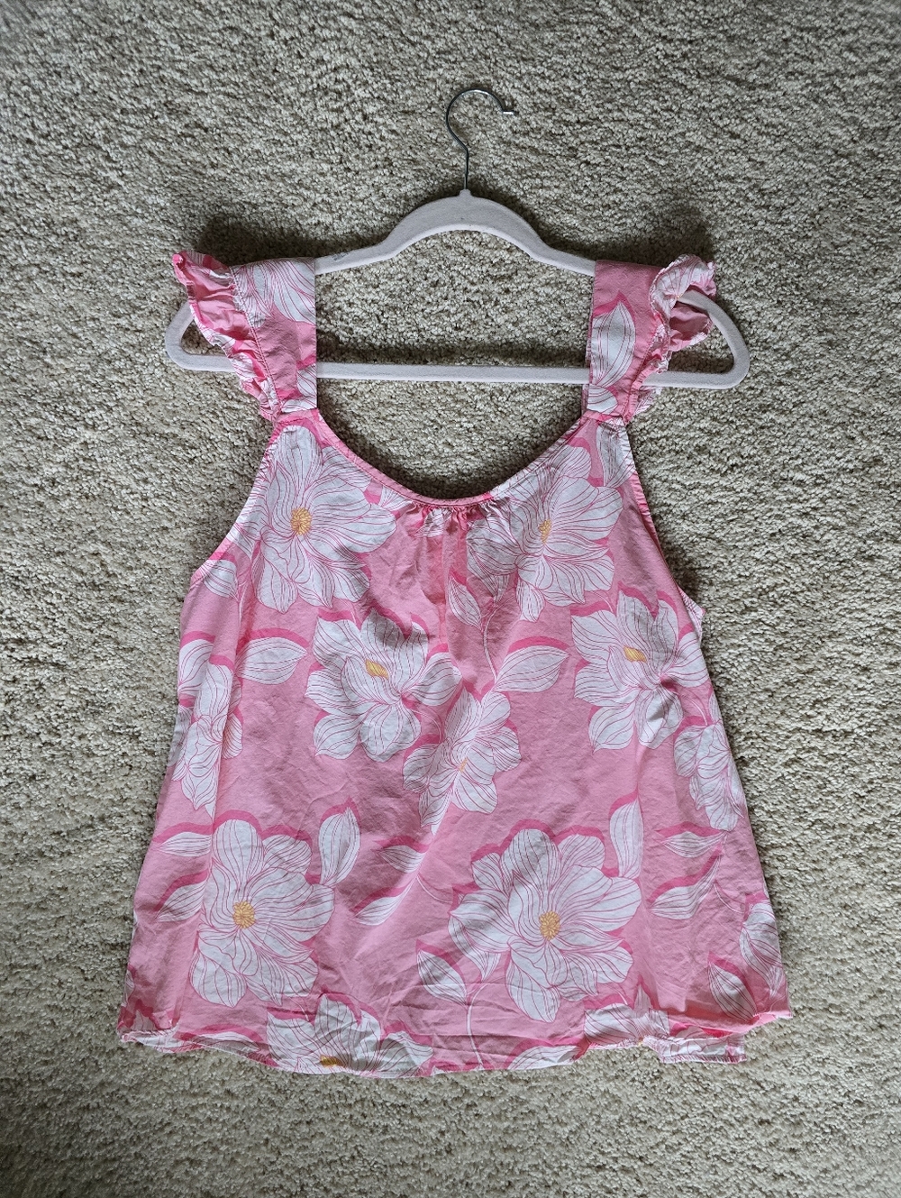 Draper James Size M Womens Pink Floral Top Cotton Blend Sleeveless Tank Blouse